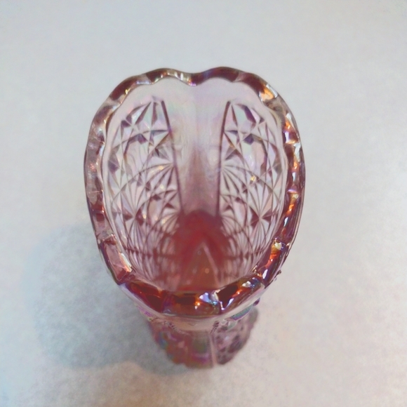 Vintage 70's FENTON Pink Iridescent Daisy  & Button C1990HZ Art Boot 4.25" - Picture 5 of 9